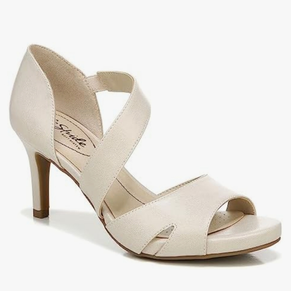 LifeStride Women's Mega Strappy Soft-System Heeled Dress Sandal  Slip-on Pumps
